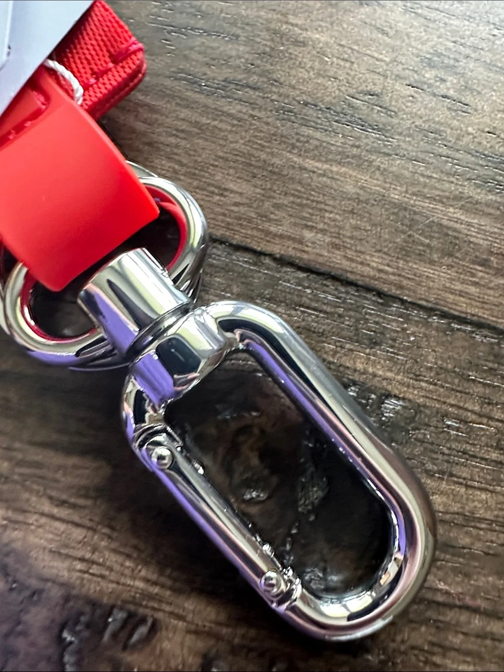 NWT Lululemon Never Lost Keychain Red Cranberry Silver